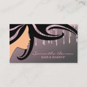 Tarjeta De Visita Elegante maquillaje de cristal pelo rizado goteo p