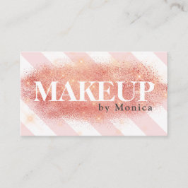 Tarjeta De Visita Elegante maquillaje de rayas purpurinas rosa de co