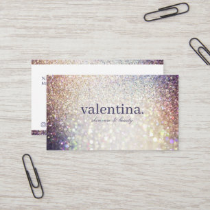 Tarjeta De Visita Elegante maquillaje violeta y Purpurina de champán