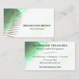 Tarjeta De Visita Elegante Marble acuarela Floral Verde moderno