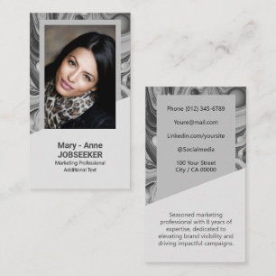 Tarjeta De Visita Elegante Marble Job Buscador de empleo Clásico Gri