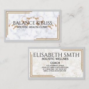 Tarjeta De Visita Elegante Marble Wellness Coaching Profesional