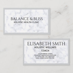 Tarjeta De Visita Elegante Marble Wellness & Coaching Profesional