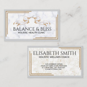 Tarjeta De Visita Elegante Marble Wellness Coaching Profesional