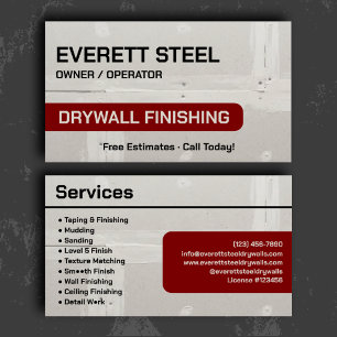 Tarjeta De Visita Elegante marca de acabado de drywall granate