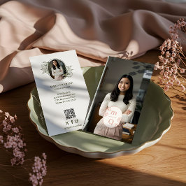 Tarjeta De Visita Elegante Marca de Escudo de Monograma Botánico Flo