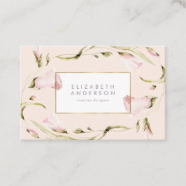 Tarjeta De Visita Elegante marco botánico dorado Flor silvestre