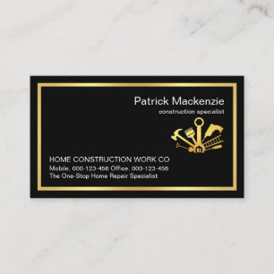 Tarjeta De Visita Elegante Marco de Herramientas de Mano de Oro Simp