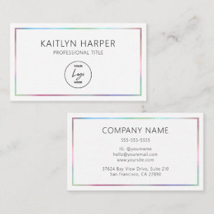Tarjeta De Visita Elegante marco de lámina colorida minimalista logo