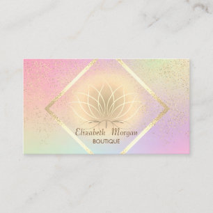 Tarjeta De Visita Elegante Marco de Oro, Confeti Loto Elegante