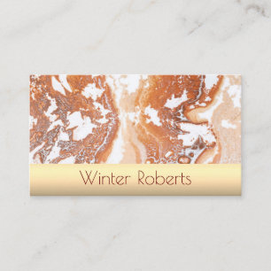 Tarjeta De Visita Elegante marco de oro de mármol de coral profesion