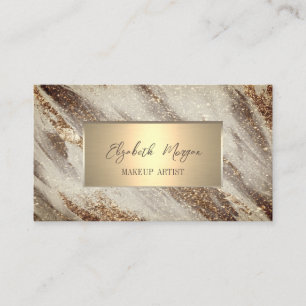 Tarjeta De Visita Elegante marco de oro simple, brillo dorado 