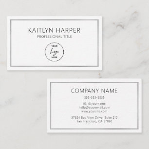 Tarjeta De Visita Elegante marco de papel de plata minimalista Logo