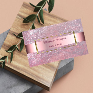 Tarjeta De Visita Elegante marco de Purpurina de moda Stripe Gold