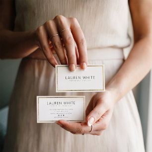 Tarjeta De Visita Elegante marco de Relieve metalizado dorado de mod