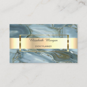 Tarjeta De Visita Elegante Marco Dorado de Raya Moderna, Mármol