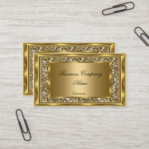 Tarjeta De Visita Elegante Marco Dorado Glitter Falso con Clase