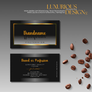 Tarjeta De Visita Elegante marco dorado Naranja de gradiente negro y