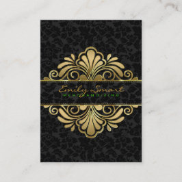 Tarjeta De Visita Elegante marco dorado para damascos de color negro