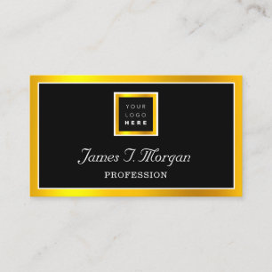 Tarjeta De Visita Elegante Marco dorado profesional Blanco negro
