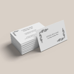 Tarjeta De Visita Elegante marco floral vintage negro