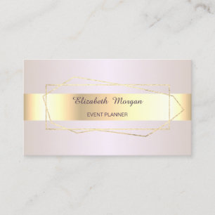 Tarjeta De Visita Elegante Marco Geométrico Dorado Profesional de Mo