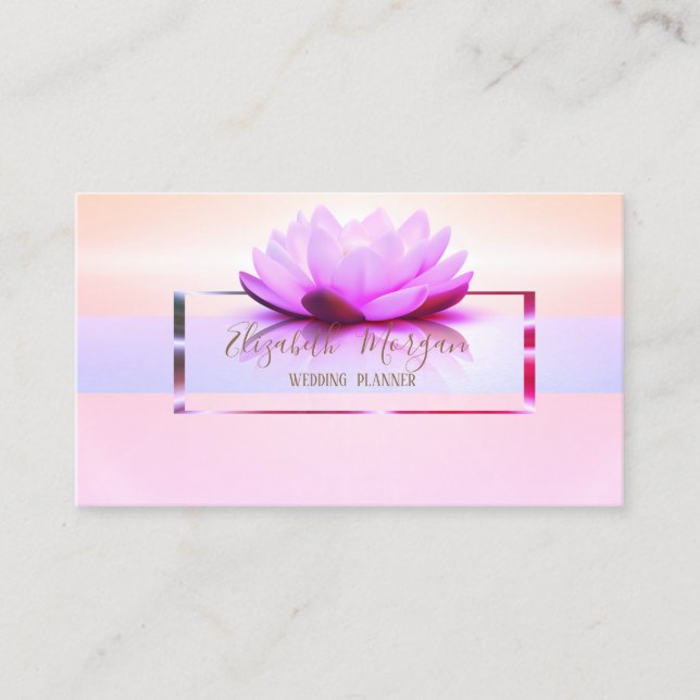 Tarjeta De Visita Elegante marco lujoso y moderno Lotus de oro (Anverso)