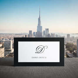 Tarjeta De Visita Elegante marco negro monograma Encadré