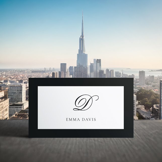 Tarjeta De Visita Elegante marco negro monograma Encadré (Subido por el creador)