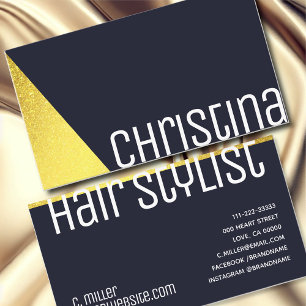 Tarjeta De Visita Elegante Marina de Oro Real Triángulo Azul Moderno