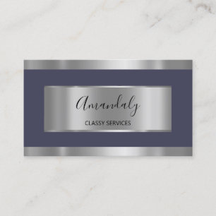 Tarjeta De Visita Elegante marina gris plateado profesional