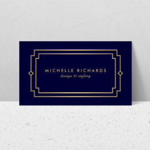 Tarjeta De Visita Elegante Marina Profesional Art Deco/Oro