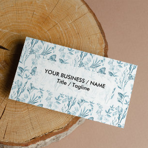 Tarjeta De Visita Elegante mariposa azul pastel floral