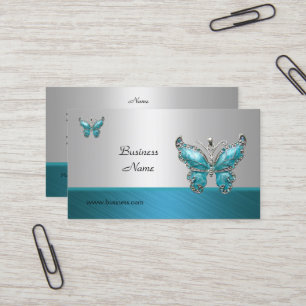 Tarjeta de visita elegante mariposa azul teal 2