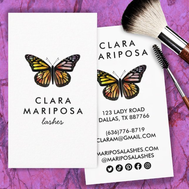Tarjeta De Visita Elegante mariposa monarca monarca lindo Moda pesta (Subido por el creador)