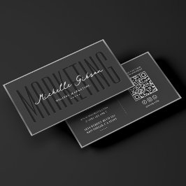 Tarjeta De Visita Elegante Marketing Profesional Plata Negro