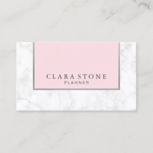 Tarjeta De Visita Elegante mármol blanco moderno de color rosa paste