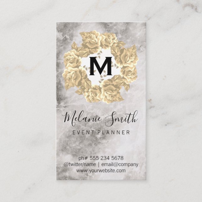 Tarjeta De Visita Elegante Mármol De La Moda (Anverso)