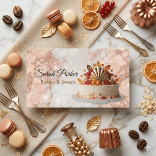Tarjeta De Visita Elegante mármol de oro rosa de panadería pastelerí