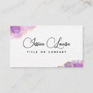 Tarjeta De Visita Elegante Mármol dorado y malva y morado