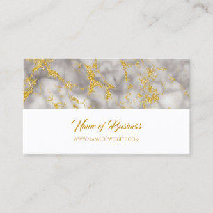 Tarjeta De Visita Elegante Mármol Gris Con Purpurina Faux Gold