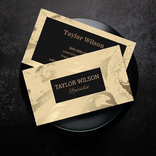Tarjeta De Visita Elegante mármol negro y dorado (Elegant marble black and gold business card)