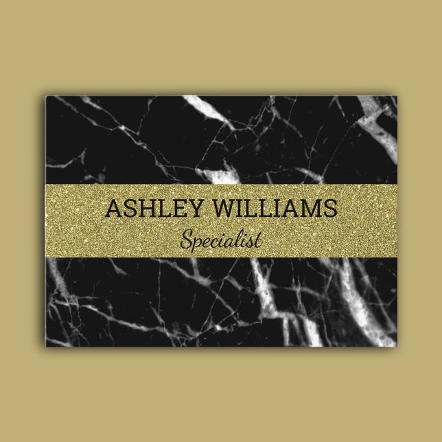 Tarjeta De Visita Elegante mármol negro y oro (Elegant black marble and gold  business card)