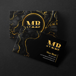Tarjeta De Visita Elegante Mármol Oro Negro Dos Estilistas De Cabell
