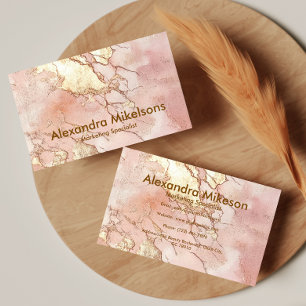 Tarjeta De Visita Elegante mármol rosa oro Negocios