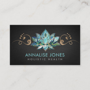 Tarjeta De Visita Elegante mármol Verde azulado Lotus - adorno dora