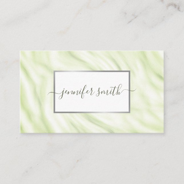 Tarjeta De Visita Elegante Mármol Verde Claro Con Bonito De Moda De  (Anverso)