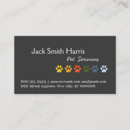Tarjeta De Visita Elegante Mascota de Paws Coloridos Veterinarios