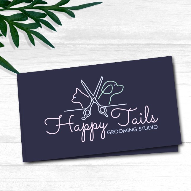 Tarjeta De Visita Elegante Mascota Groomer Personalizable con logoti (Subido por el creador)