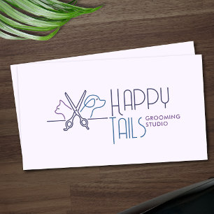 Tarjeta De Visita Elegante Mascota Groomer Personalizable con logoti